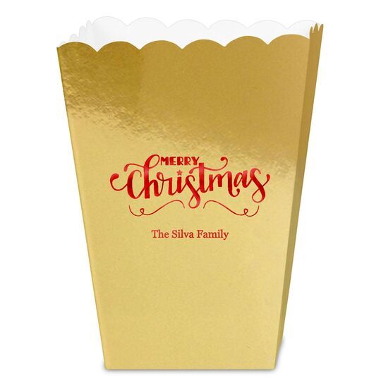 Hand Lettered Merry Christmas Scroll Mini Popcorn Boxes